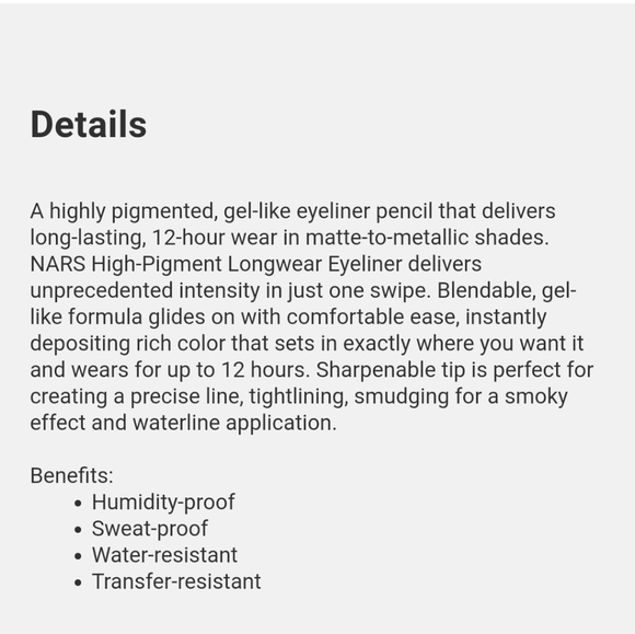 TRAVEL SIZE NARS HIGH-PIGMENT LONGWEAR EYELINER. - Picture 6 of 6